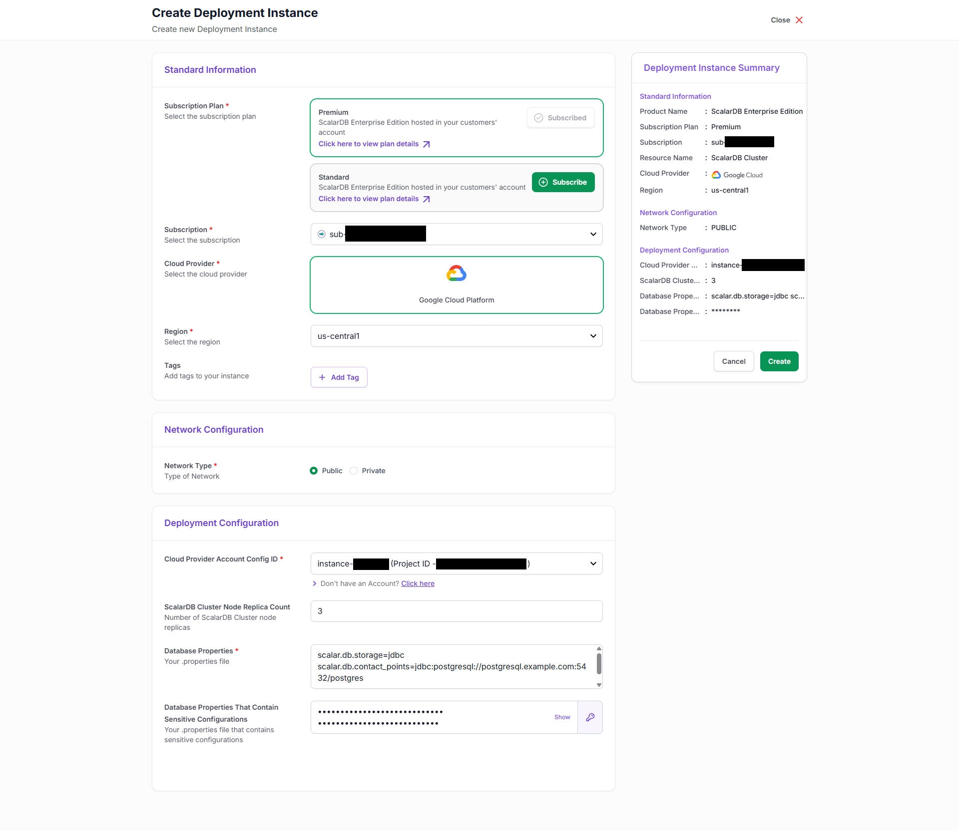 Create deployment instance