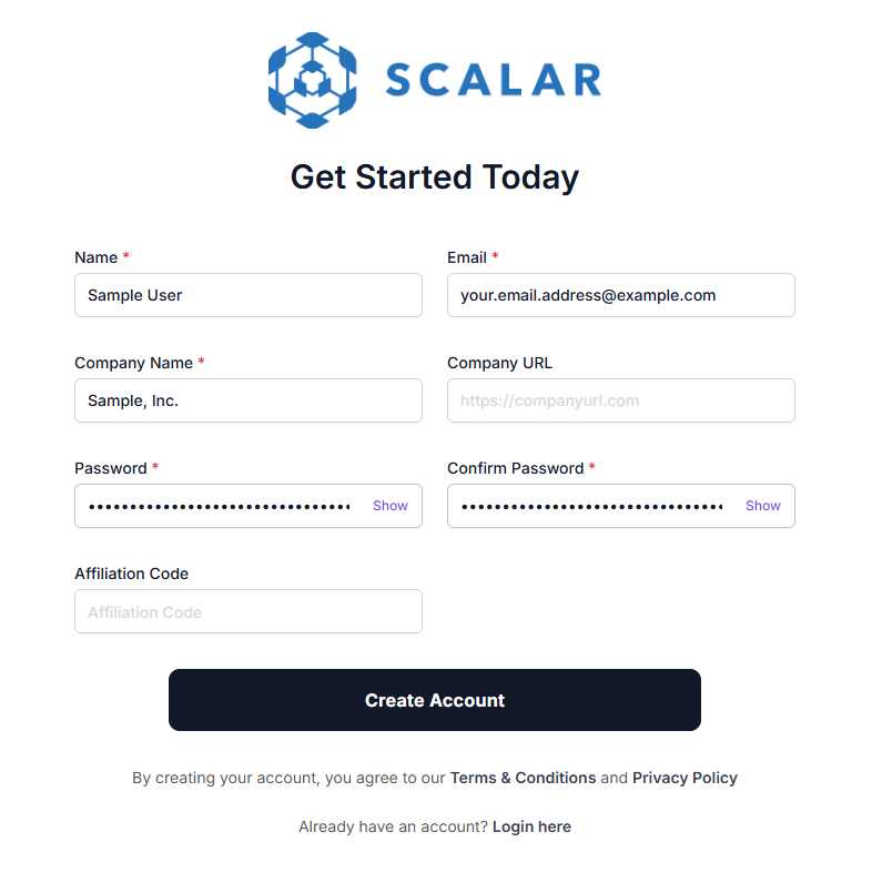 Enter account information