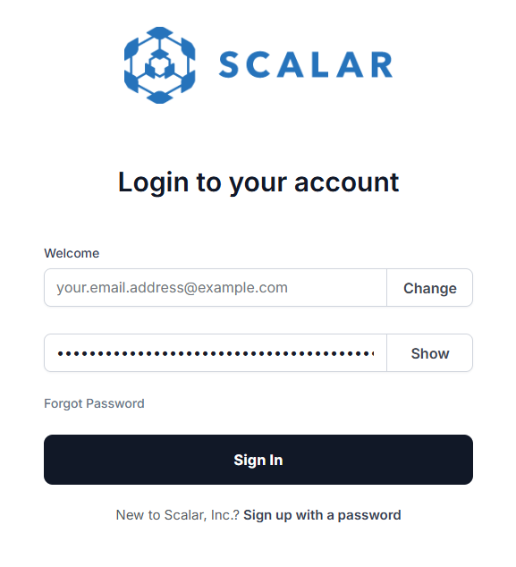Scalar portal login after verification