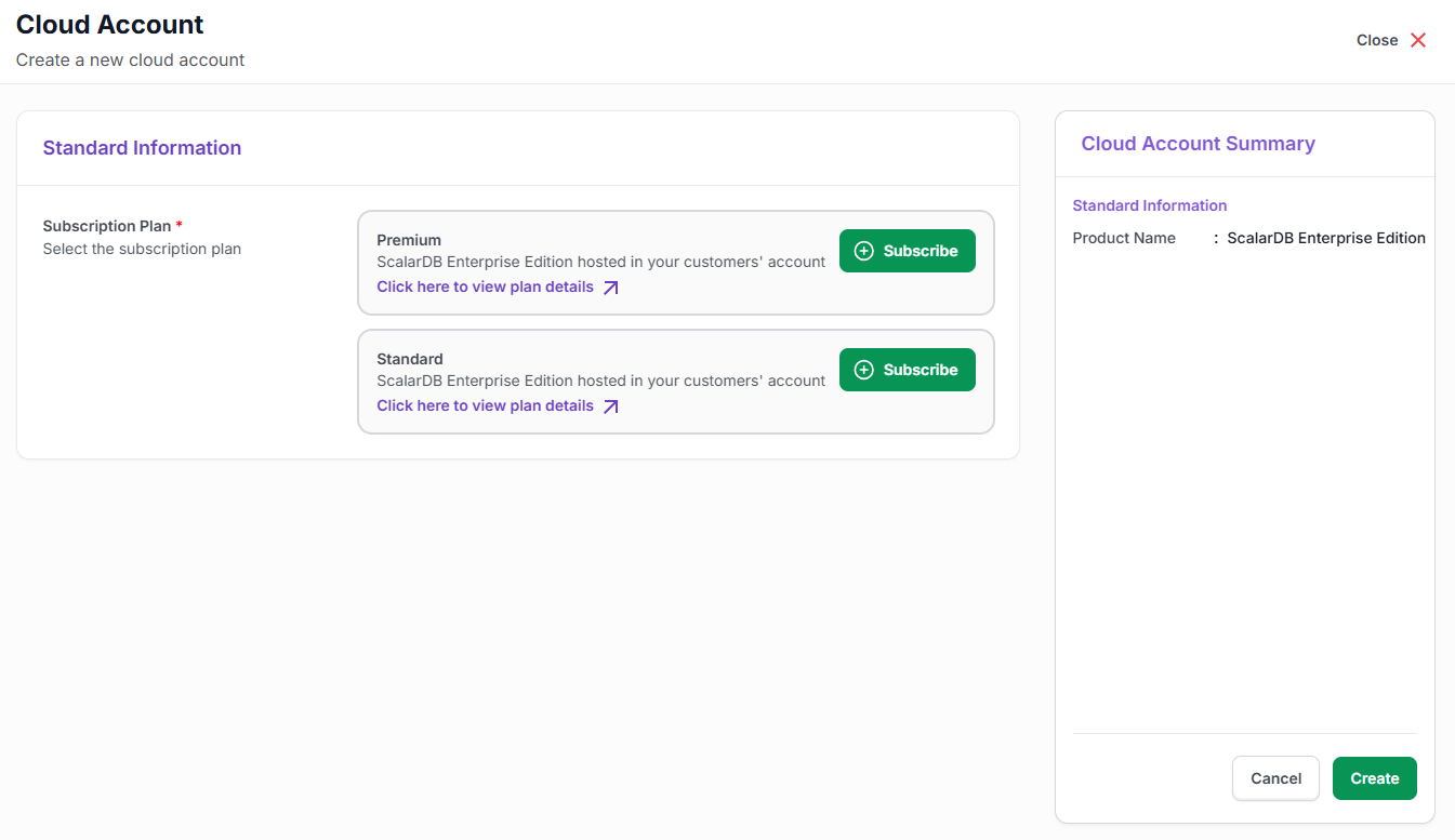 Select edition in the Scalar portal