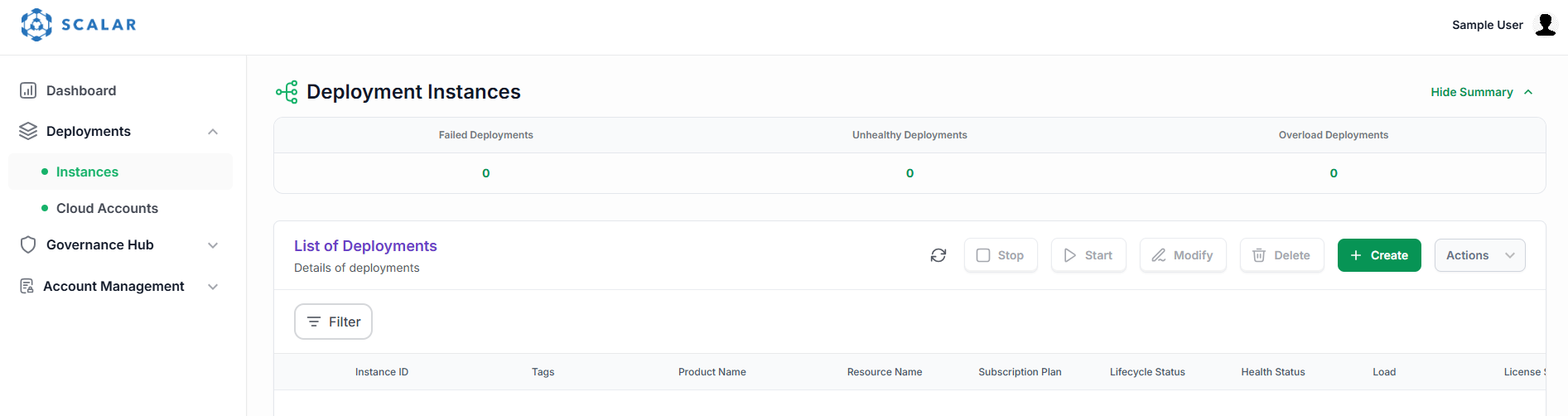 Deployment instance create
