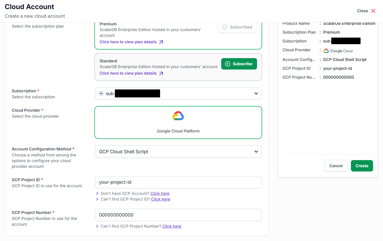Enter project ID and project number