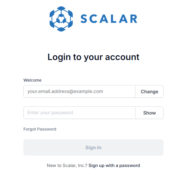 Select sign up with a password